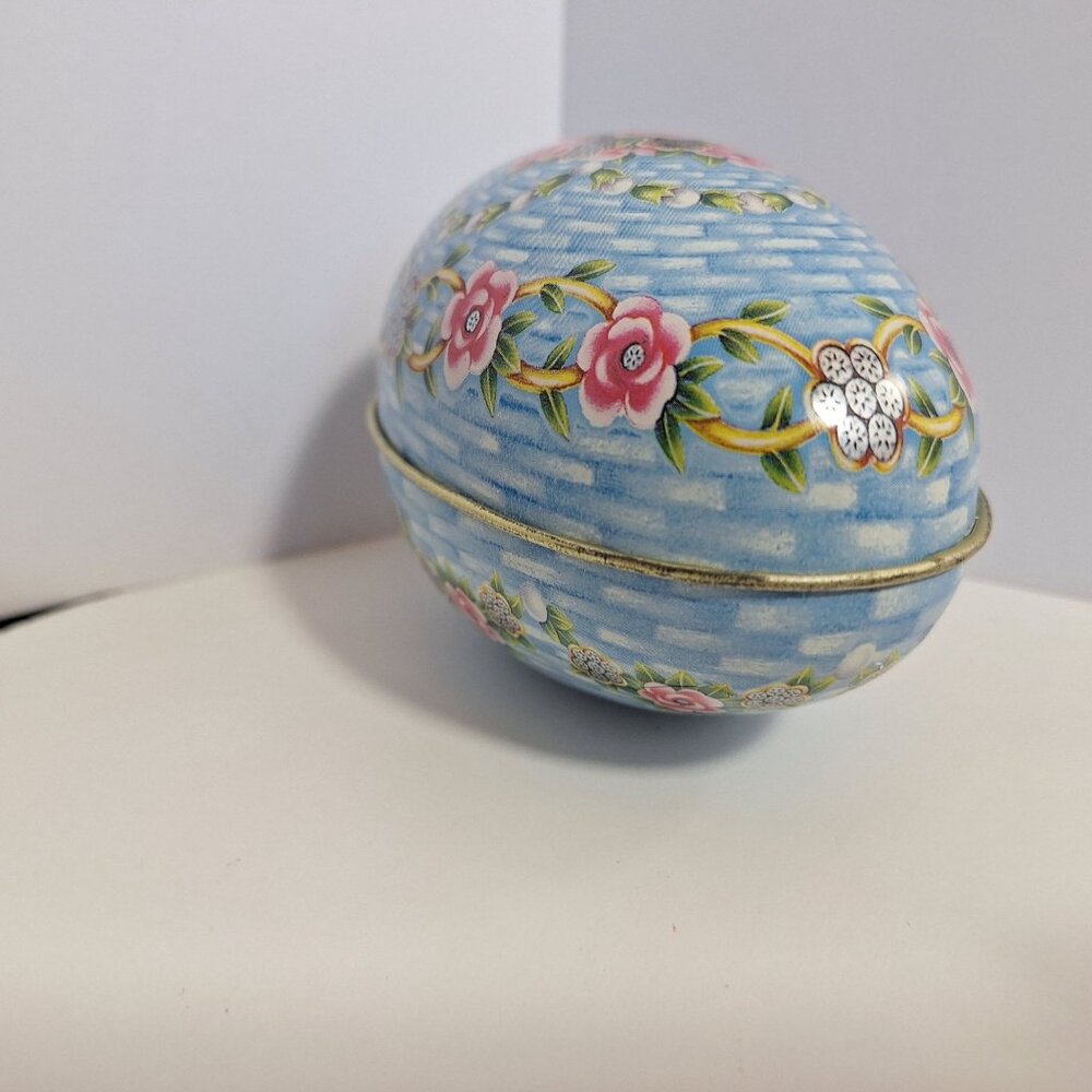 Dove Chocolate Decorative Floral Tin Egg Storage Box 5" Basketweave Litho - Picture 7 of 15